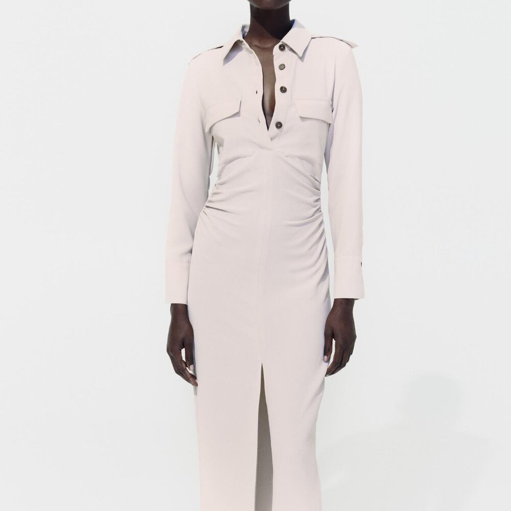 Zara DRAPED WAIST MIDI DRESS